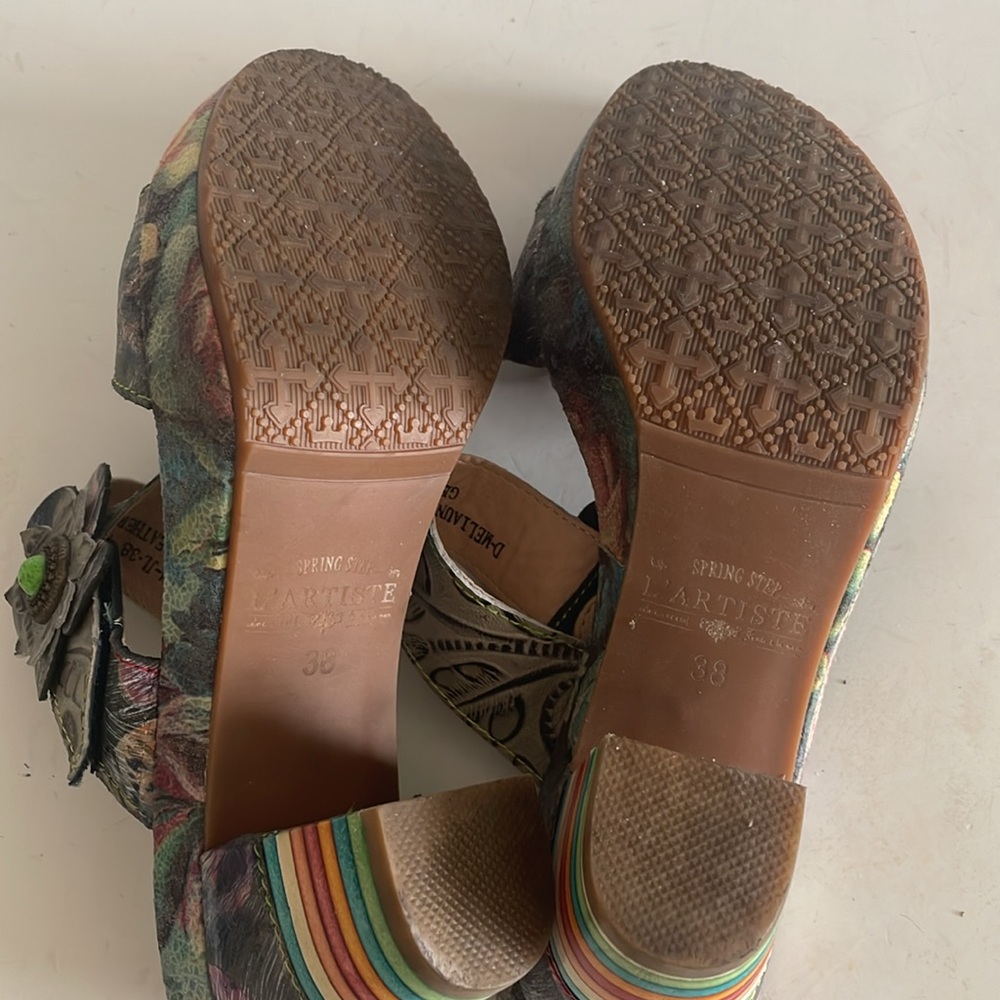 Spring Step Colorful Floral Heeled Sandals - Picture 8 of 10